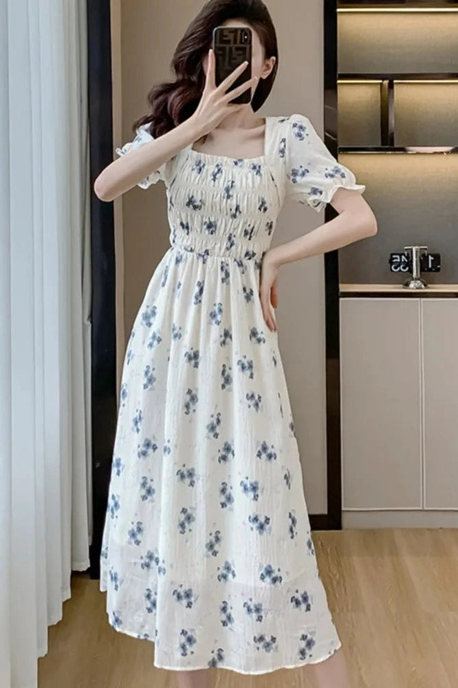 Elegant Floral Print Midi Dress