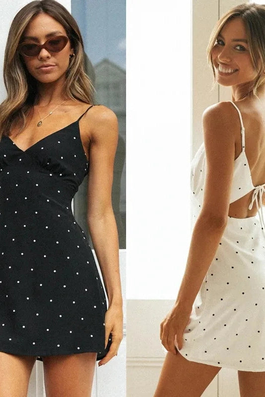 Polka Dot Printed Bodycon Mini Dress