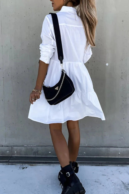 Elegant Long Sleeve Loose Midi Dress