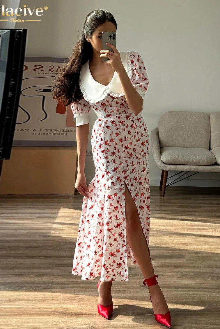 Elegant Short Sleeve Midi Dress