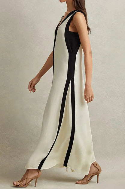 Deep V-Neck Backless Sleeveless Maxi Dress