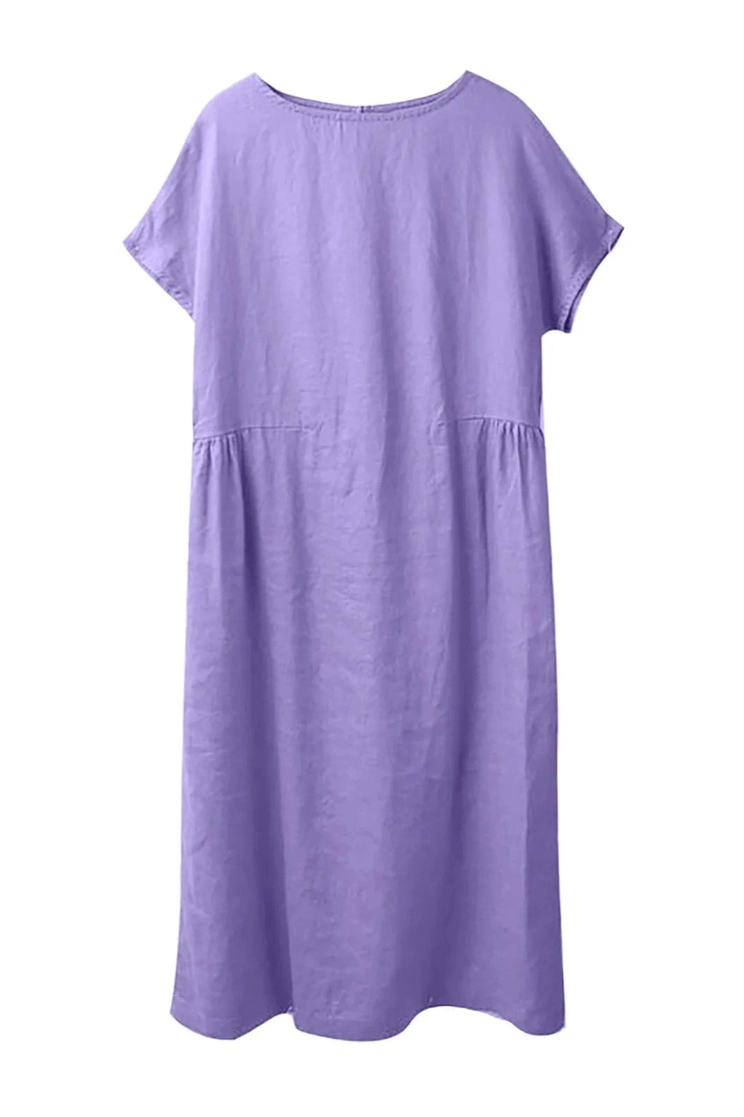 Elegant Short Sleeve Round Neck Midi Dress