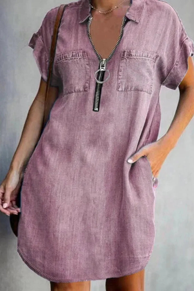 Elegant  Short Sleeves Loose Mini Dress