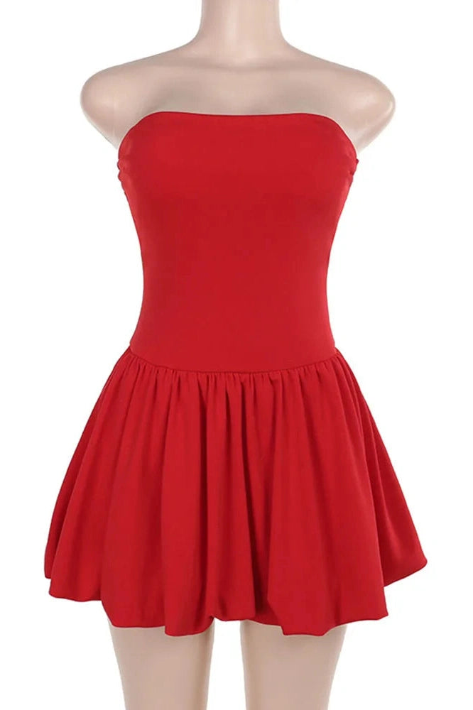 Backless Pleated A-Line Mini Dress