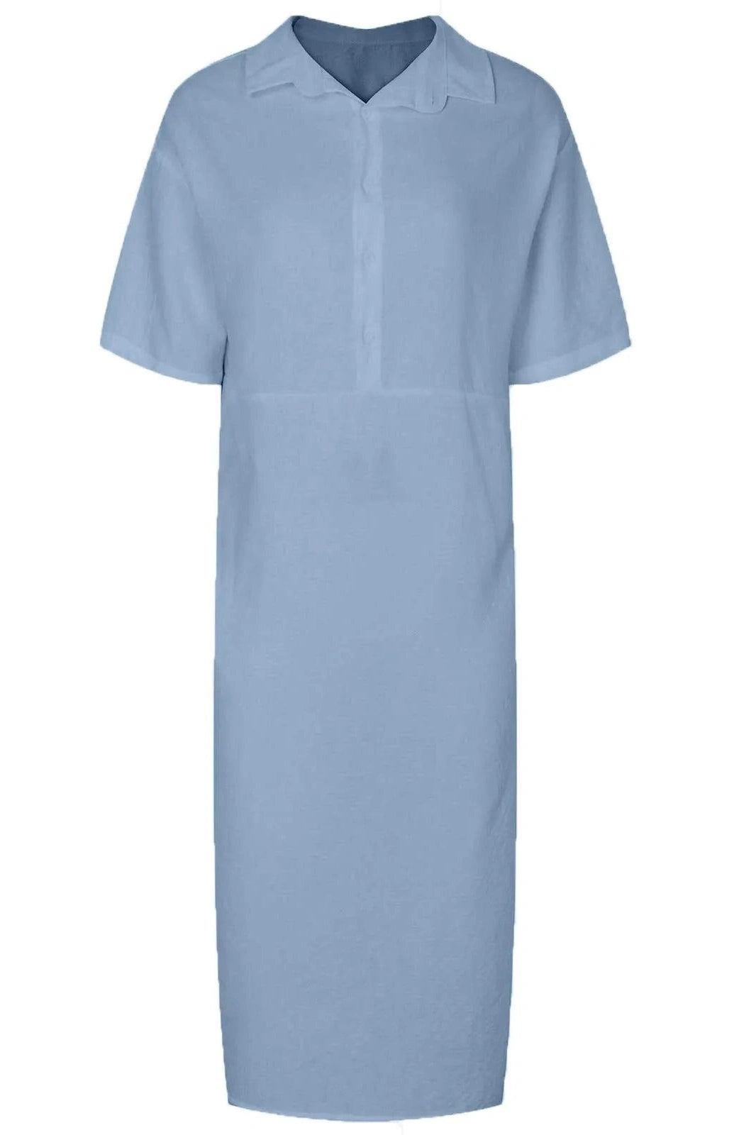 Short Sleeve V Neck Pocket Midi Dress