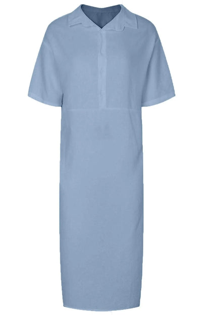 Short Sleeve V Neck Pocket Midi Dress