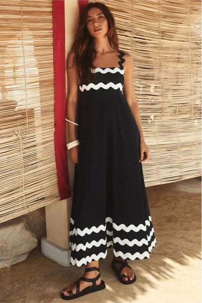 Elegant Sleeveless Print Maxi Dress