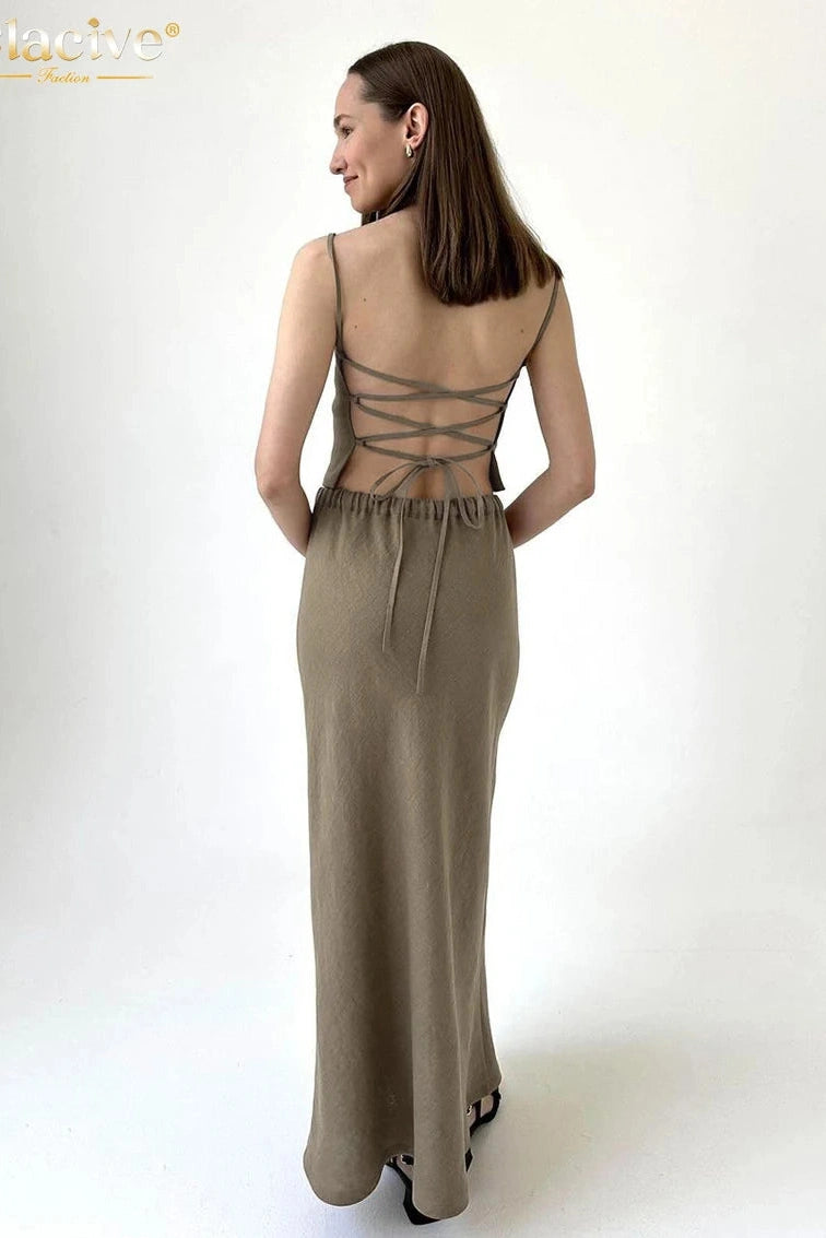 Elegant 2-Piece Sleeveless Maxi Dress