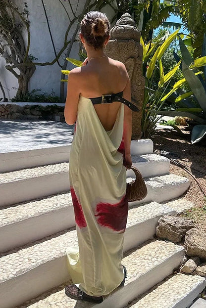 Elegant Strapless Backless Maxi Dress