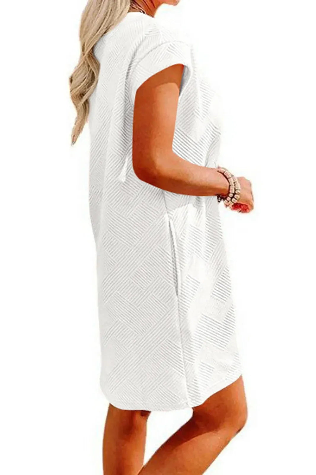 Round Neck Pocket Mini Dress