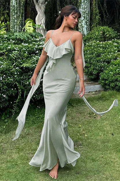 Elegant V-Neck Backless Maxi Dress