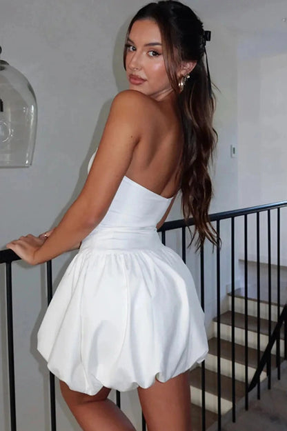 Backless Pleated A-Line Mini Dress