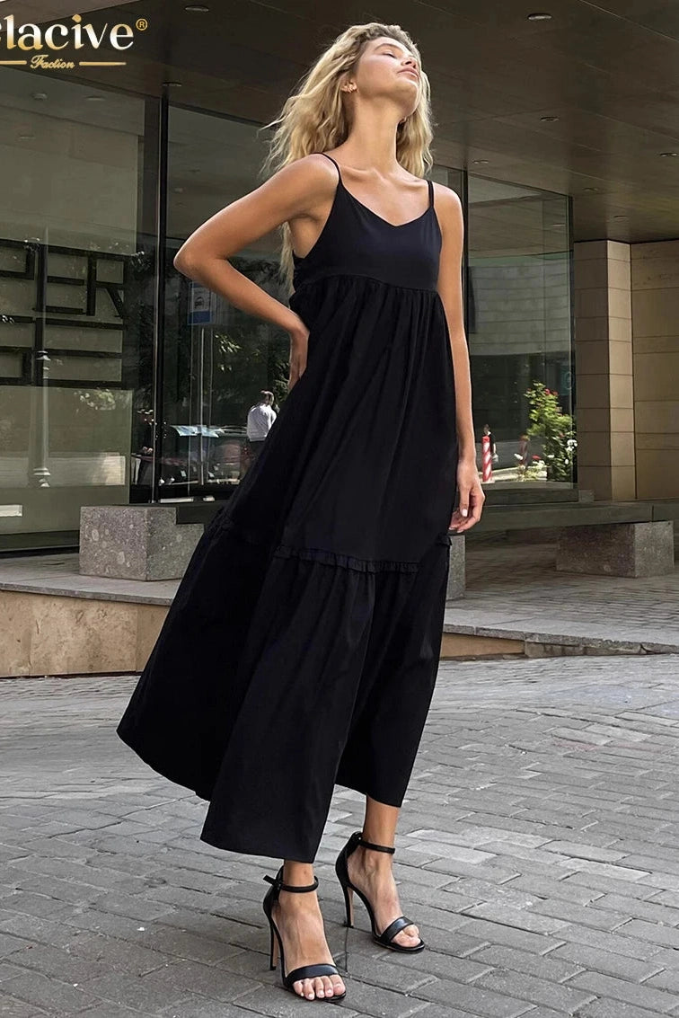 Elegant Strap Sleeveless Maxi Dress