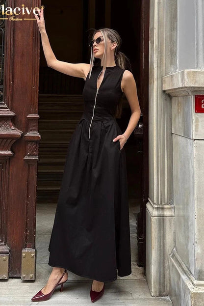 O-Neck Sleeveless Maxi Dress