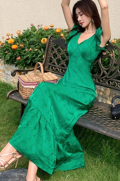 Elegant V-Neck Maxi Dress