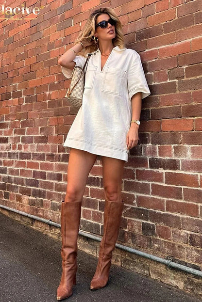 Elegant Short Sleeve Mini Dress