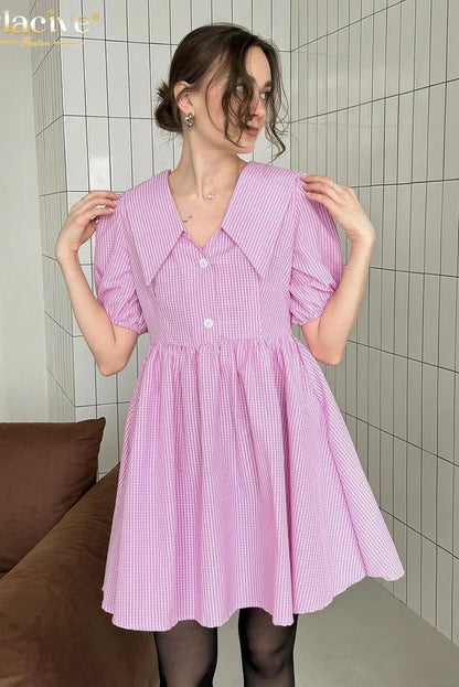 Elegant Pleated Short Sleeve Mini Dress