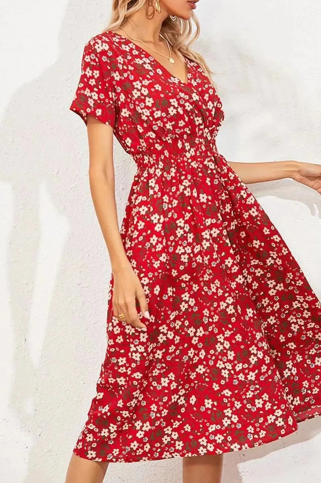 Elegant Floral Print Midi Dress