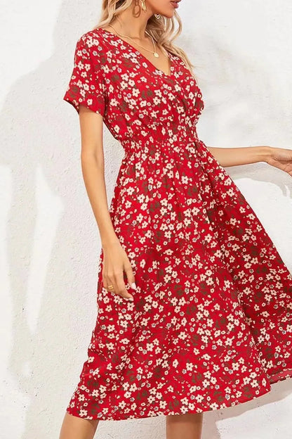 Elegant Floral Print Midi Dress