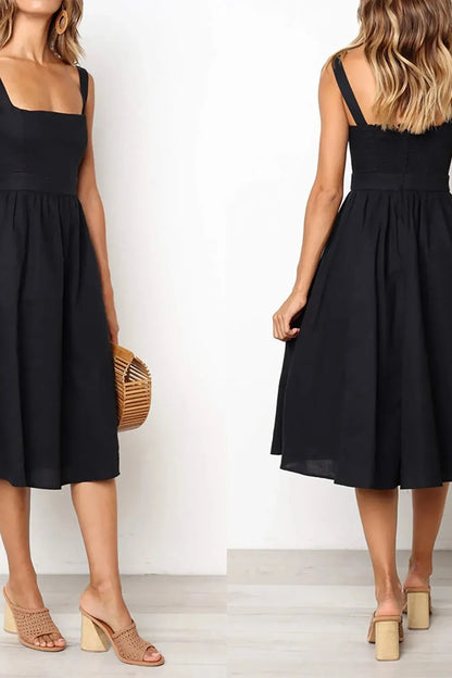 Sleeveless Square Neck Midi Dress