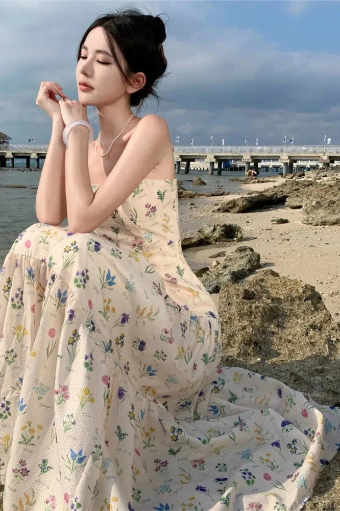 Floral Print Spaghetti Strap Maxi Dress