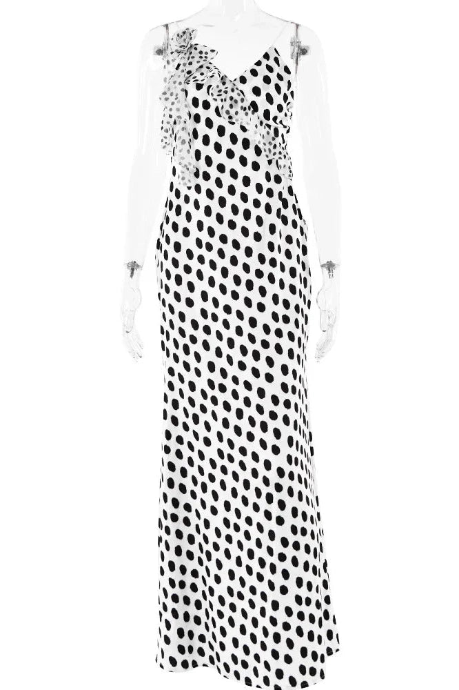 Backless Polka Dot Maxi Dress