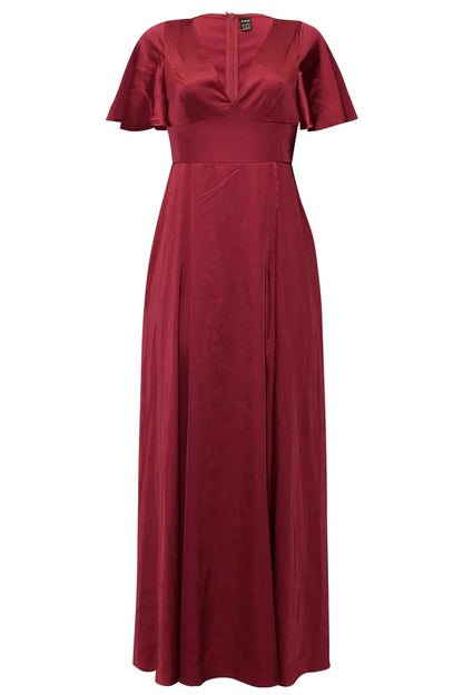 High Waist Split Satin Maxi Dress