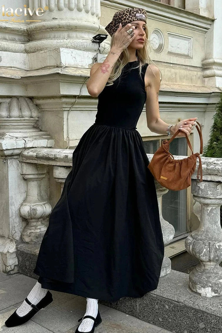 O-Neck Sleeveless Maxi Dress