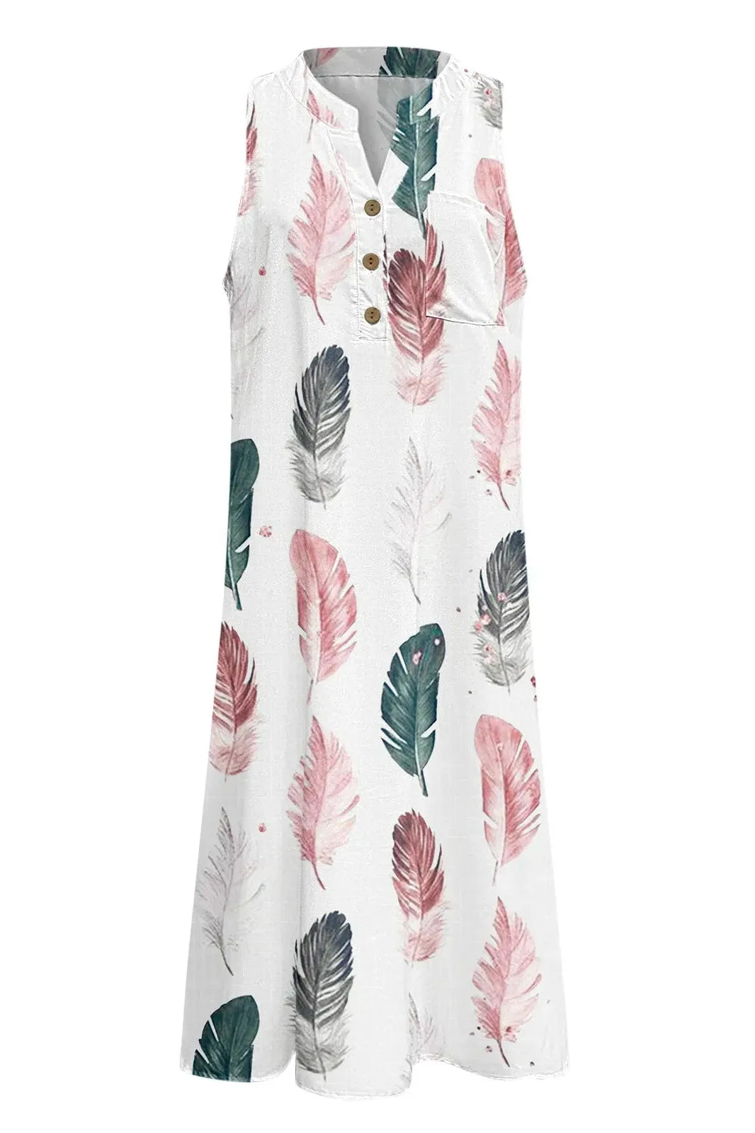 Print V Neck Sleeveless Midi Dress