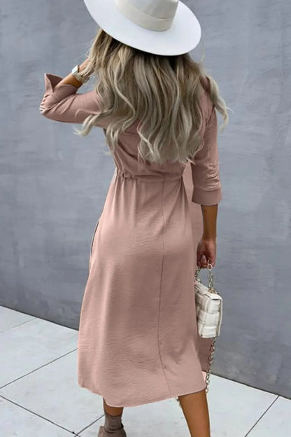 Lace-Up Waist Midi Dress