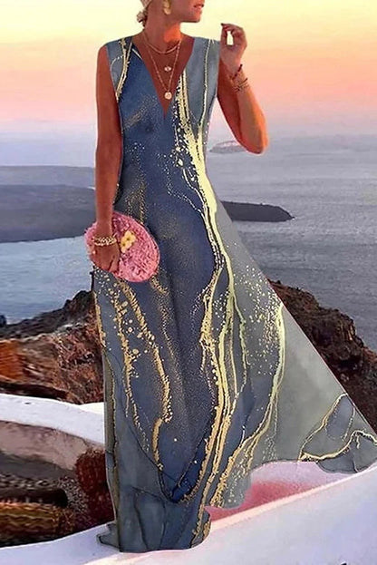 Elegant Sleeveless V-Neck Maxi Dress