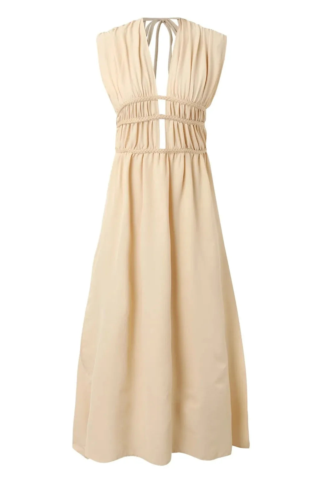 Sleeveless Deep V-Neck Maxi Dress