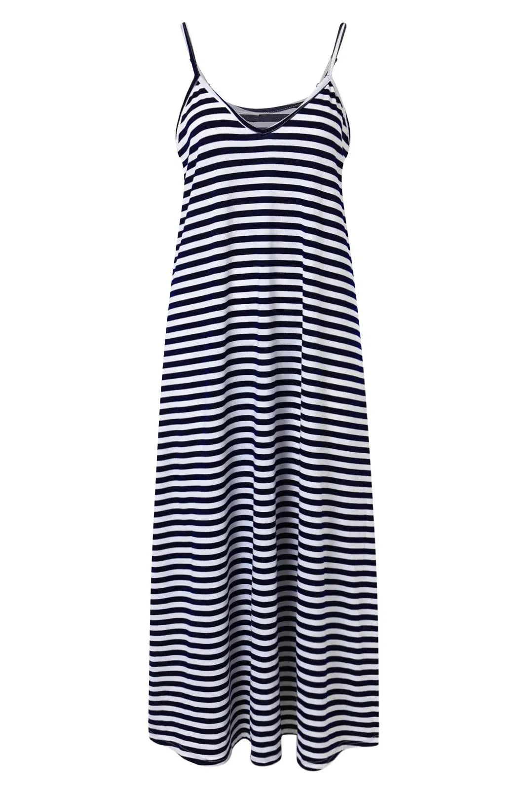 Striped Sleeveless Suspender Maxi Dress