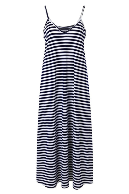 Striped Sleeveless Suspender Maxi Dress