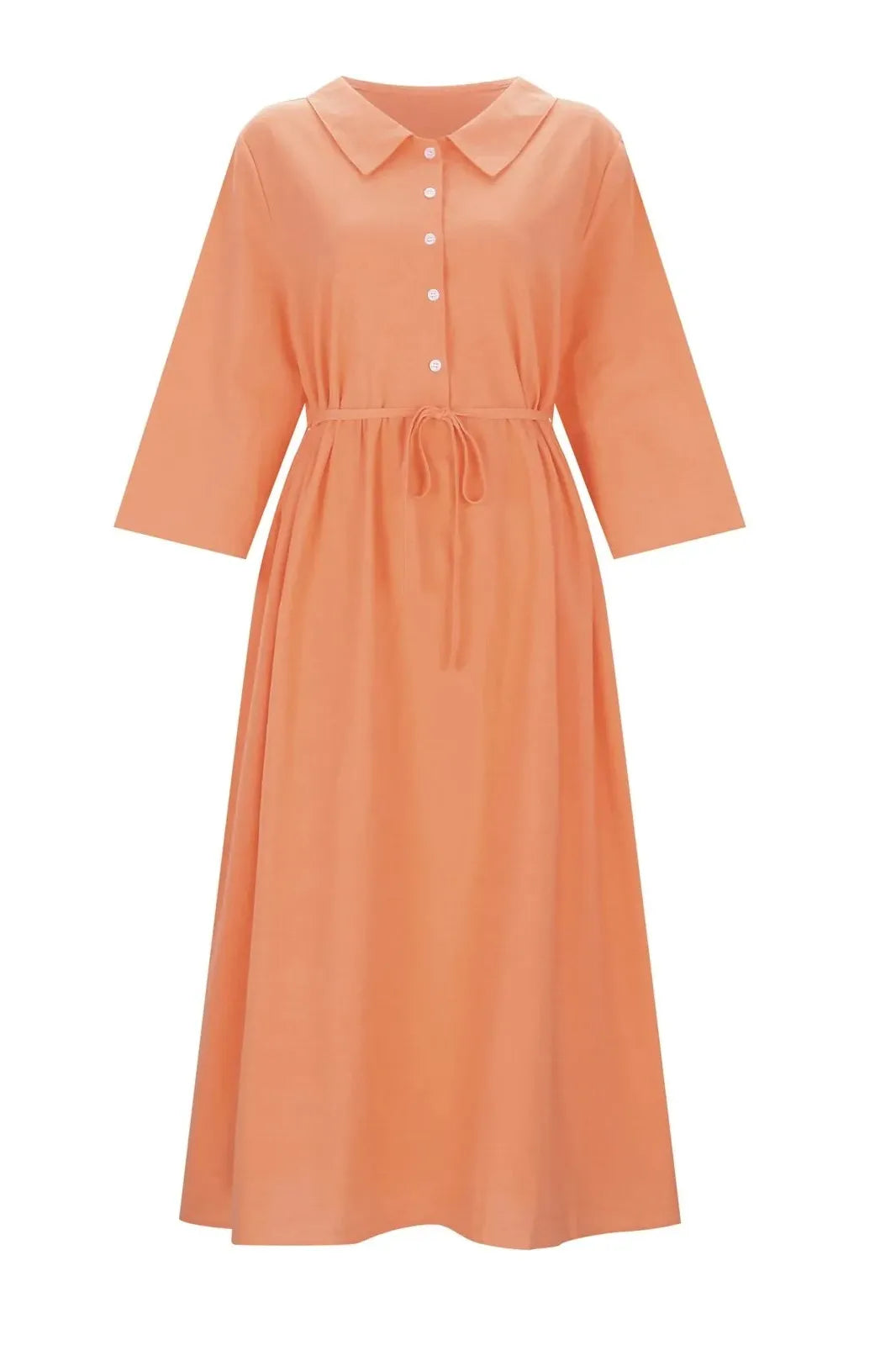 Deep V-Neck Loose Quarter Sleeve Maxi Dress