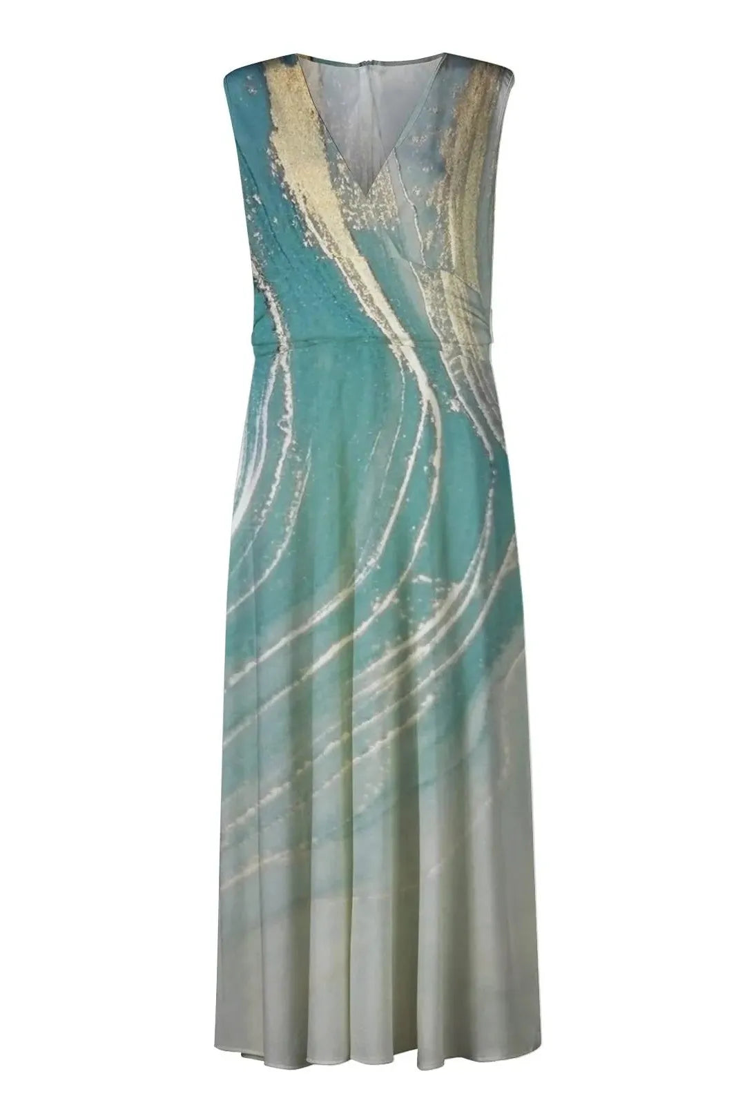 Tie-Dye Printed V Neck Maxi Dress