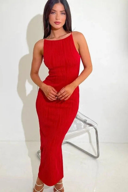 Elegant Spaghetti Strap Bodycon Maxi Dress