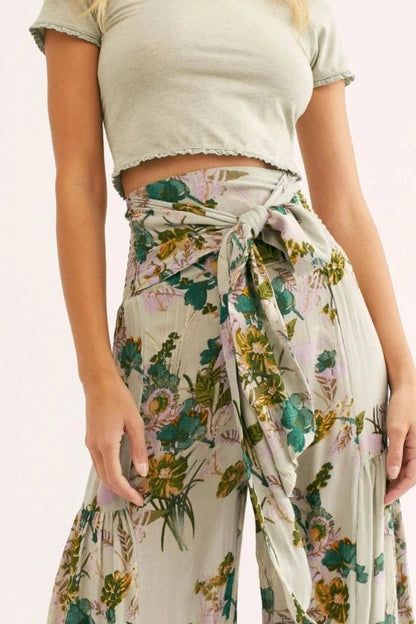 Elegant Floral Print Cover-Up Pants