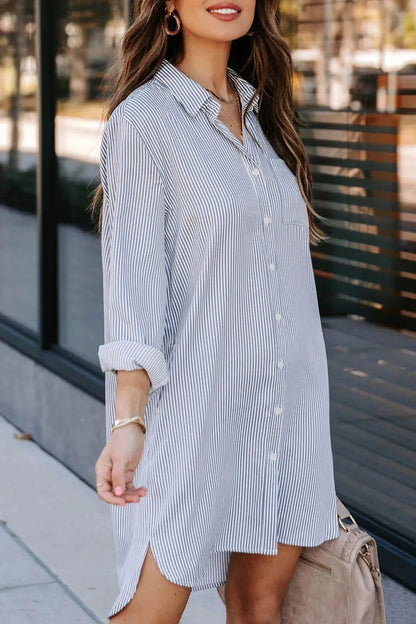 Striped Button Down Midi Dress