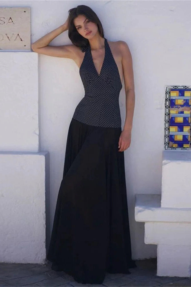 Elegant V-Neck Backless Maxi Dress