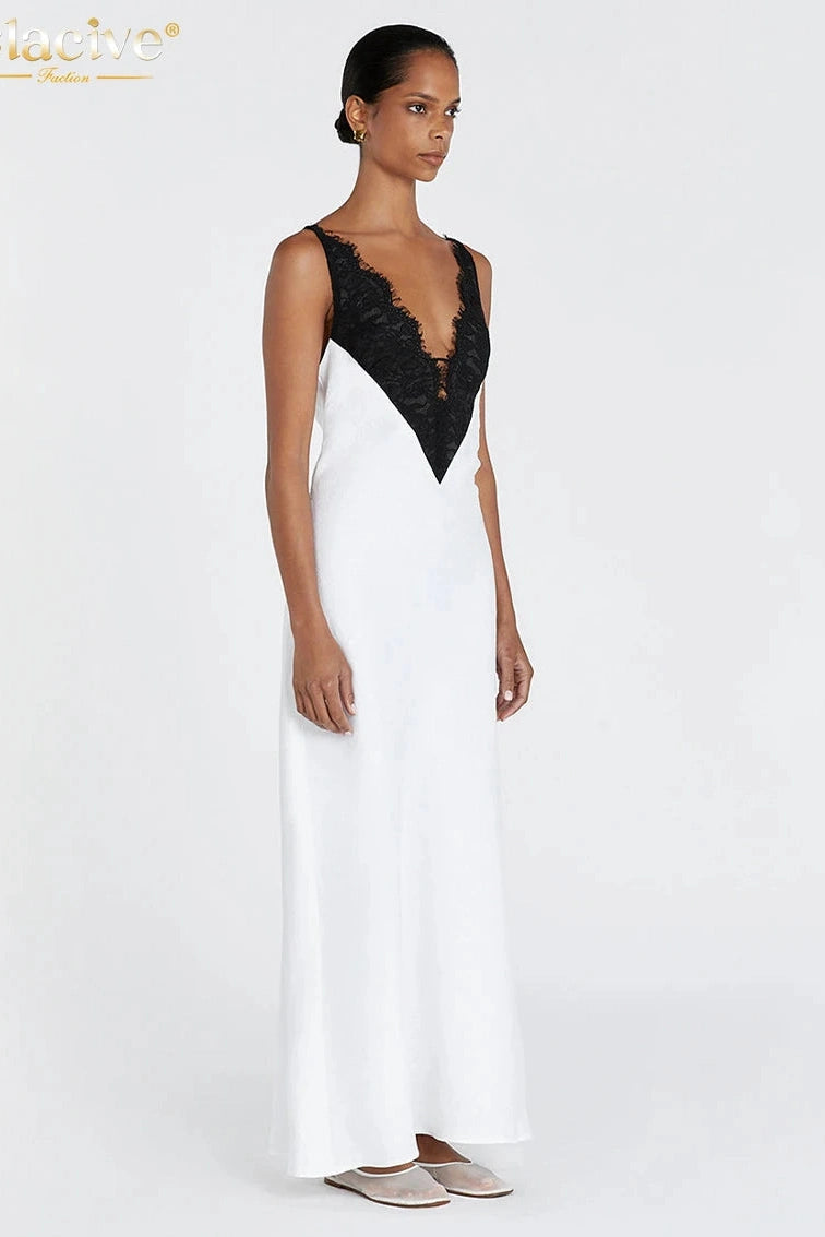 Elegant V-Neck Sleeveless Maxi Dress