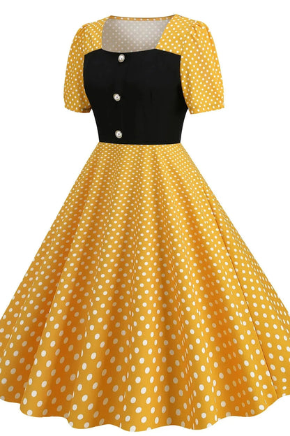 Polka Dot Print Short Sleeve Maxi Dress