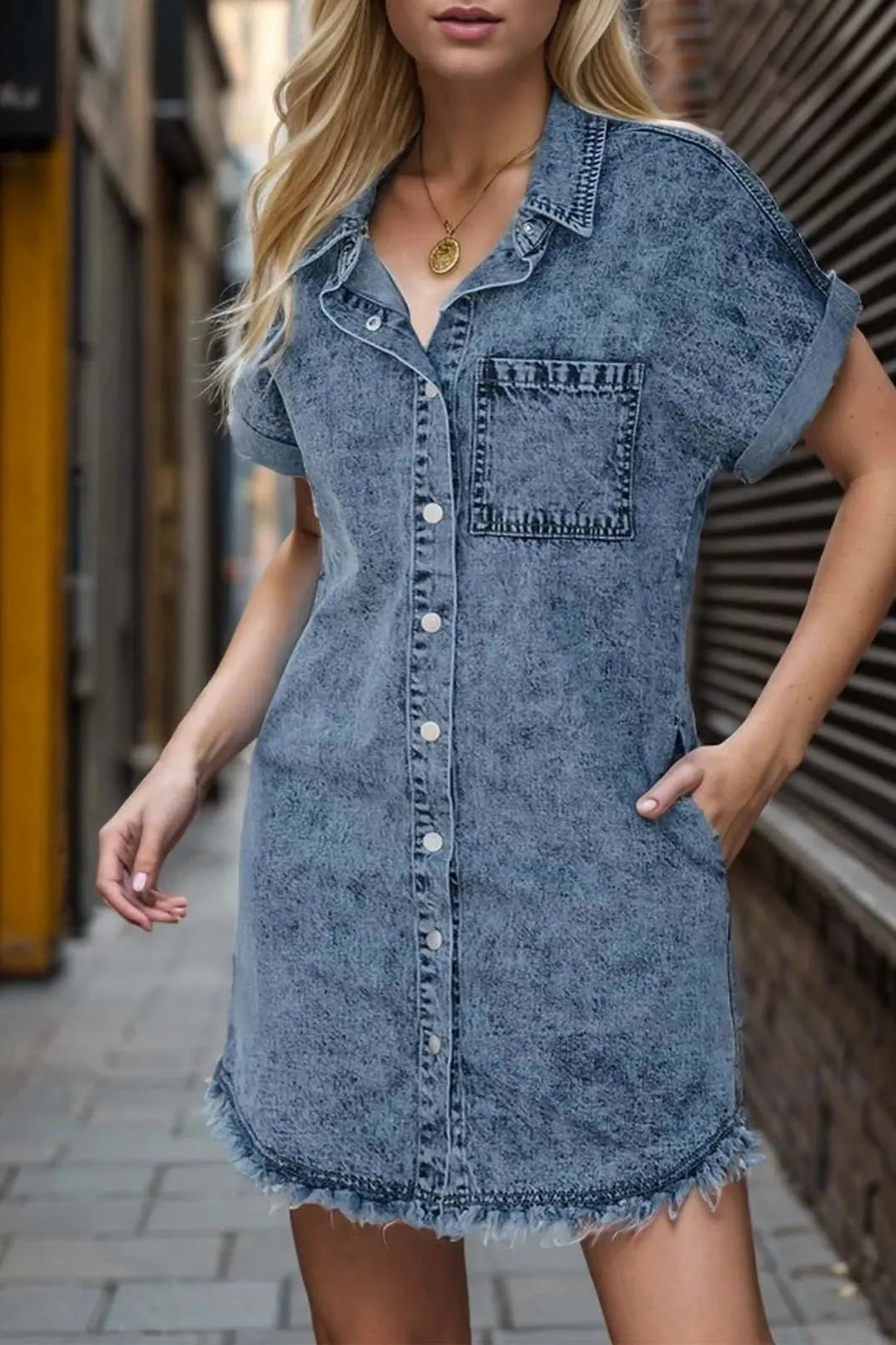 Short Sleeve Loose Fit A-Line Mini Dress