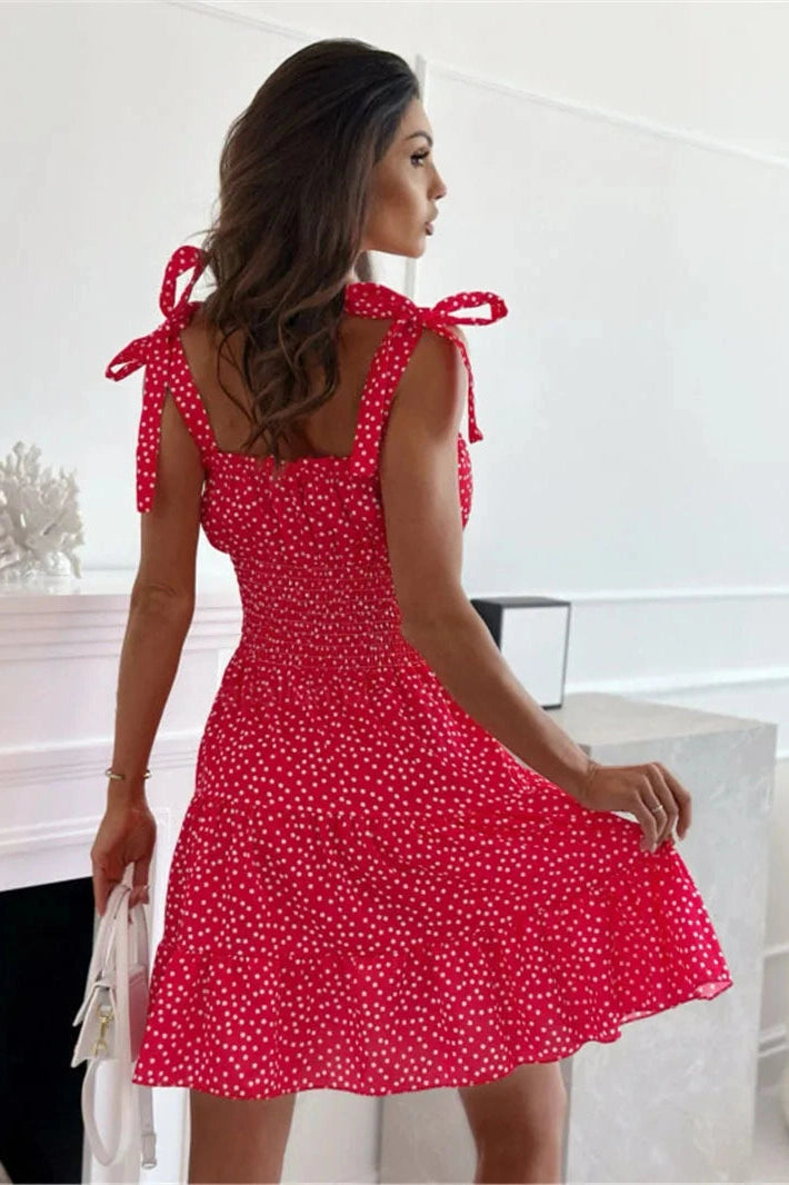 Polka Dot Backless A-Line Mini Dress