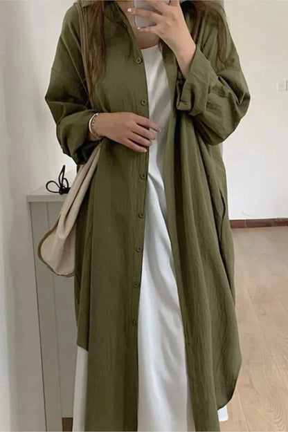 Elegant Long Sleeve Loose Midi Dress