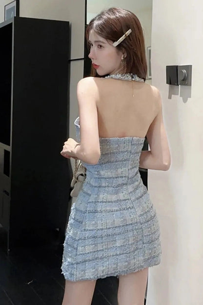 Sleeveless Backless Mini Dress