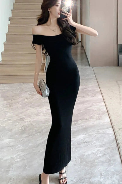 Off Shoulder Bodycon Maxi Dress