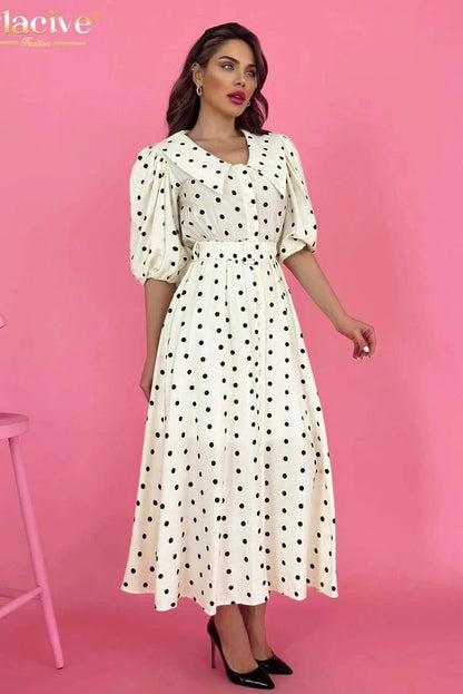 Elegant Print Short Sleeve Maxi Dress