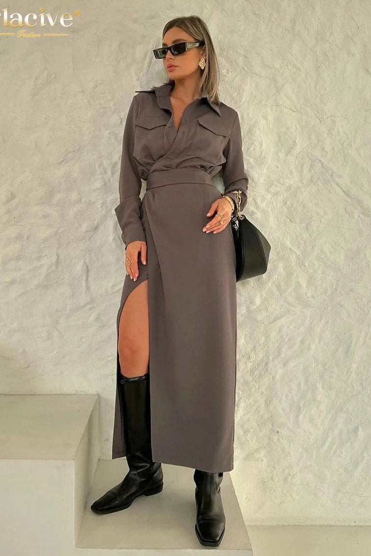 Elegant Long Sleeve Maxi Dress