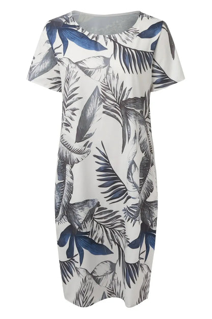 Cotton Printed Round Neck Short Dress